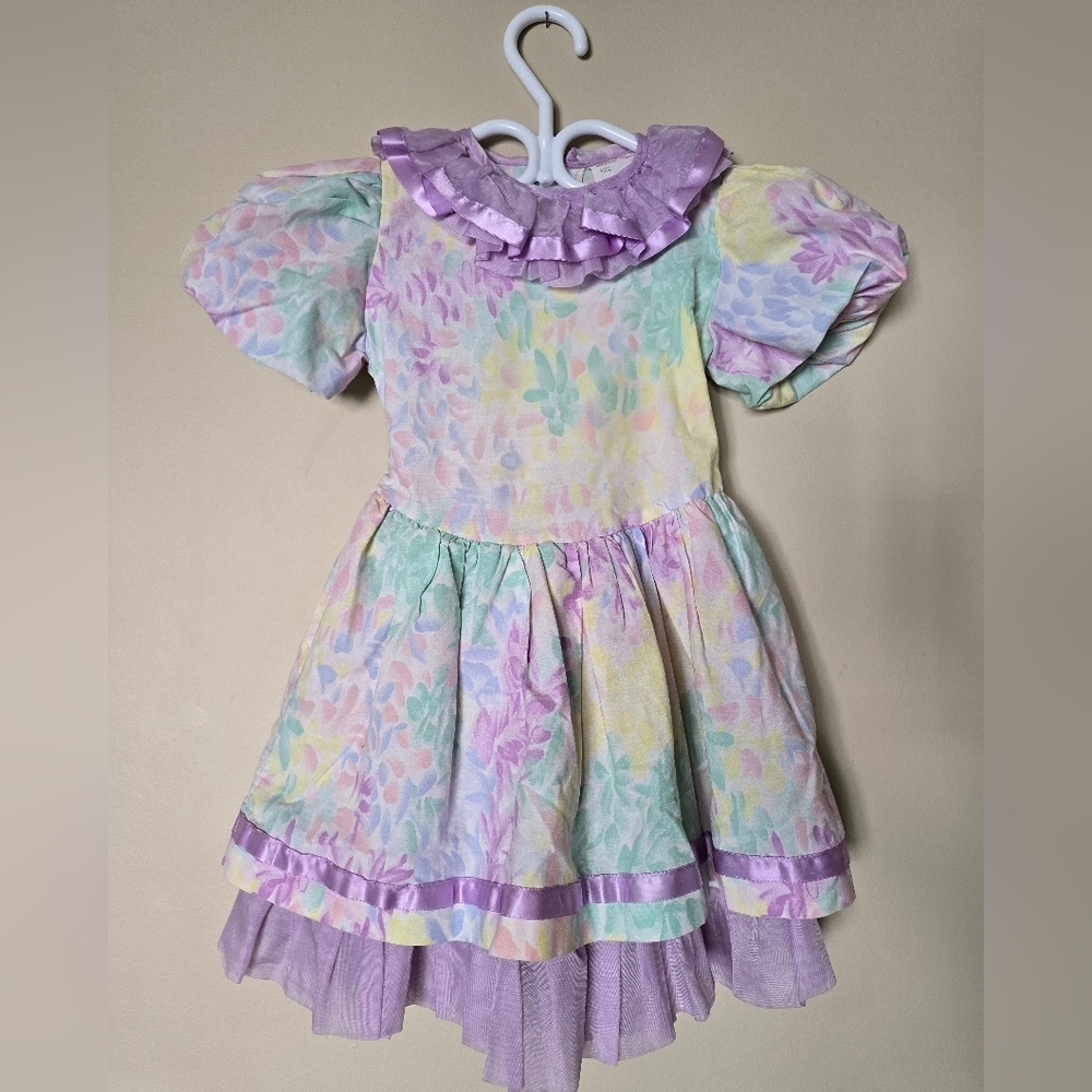 Vintage Lavender Floral Dress Girls US Size 6